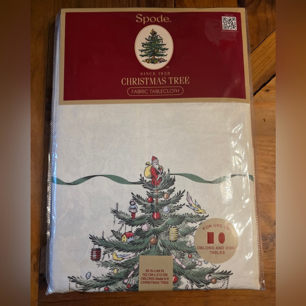 Spode Christmas Tree Tablecloth 60x84 NWT
